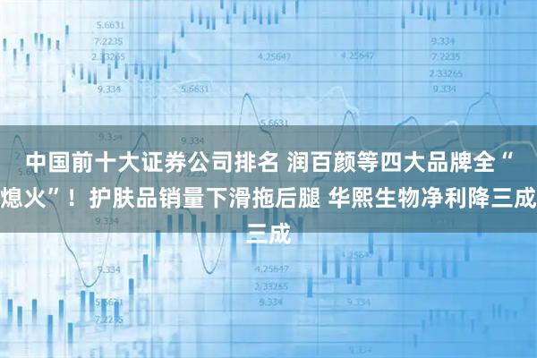 中国前十大证券公司排名 润百颜等四大品牌全“熄火”！护肤品销量下滑拖后腿 华熙生物净利降三成
