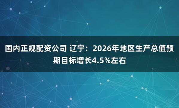 国内正规配资公司 辽宁：2026年地区生产总值预期目标增长4.5%左右