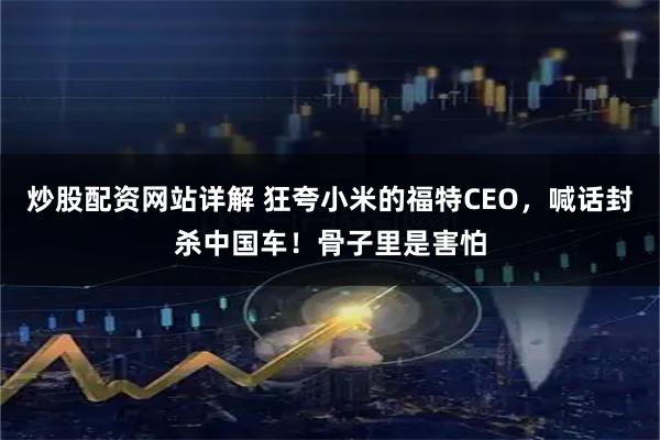 炒股配资网站详解 狂夸小米的福特CEO，喊话封杀中国车！骨子里是害怕