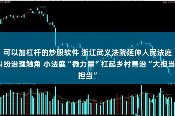 可以加杠杆的炒股软件 浙江武义法院延伸人民法庭纠纷治理触角 小法庭“微力量”扛起乡村善治“大担当”